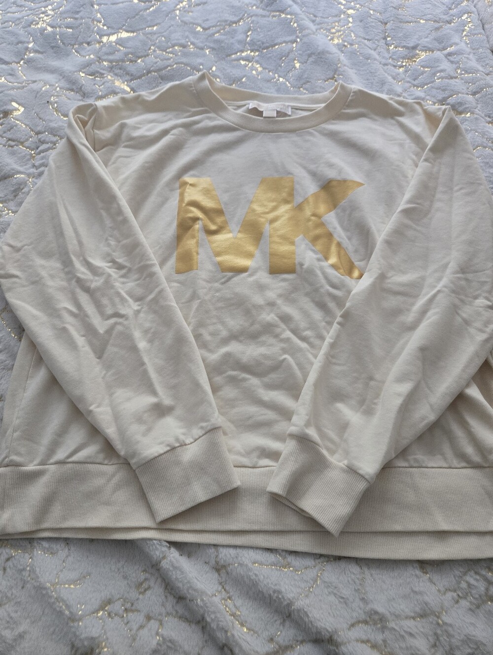 Michael Kors Cream Sweatshirt with Signature Gold Logo